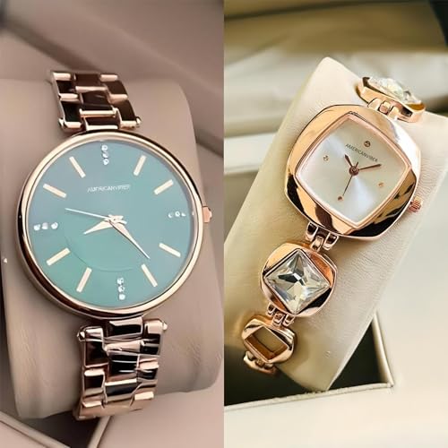 Image of AMERICANVIBER DRW0010027 Premium Watch Combo for All Occasions - Fancy & Elegant Design, Stylish Gift Set Analog Watch for Women