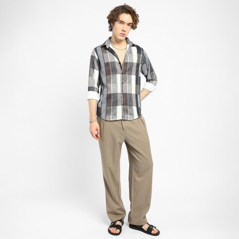 Image of CAHOOT Men's Shacket for Casual Wear | Spread Collar | Long Sleeve | Button Closure | Overshirt /Shacket Crafted with Comfort Fit for Everyday Wear