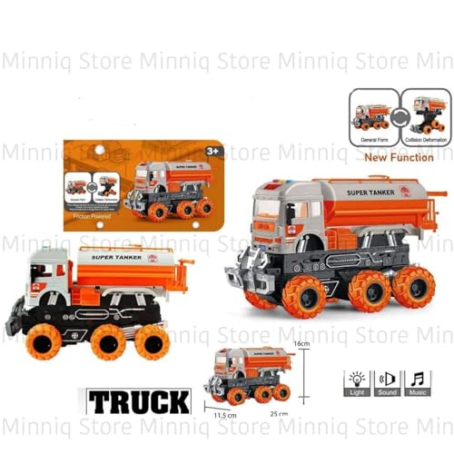 Image of Super Tanker 6x6 Truck with Lights and Sounds Friction Powered Trailer Model Diecast Truck Toys Best Birthday Gift for Kids (Super Tanker 6x6 Truck)