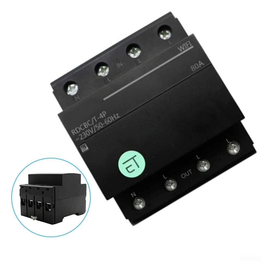 WLAN Schalter 4P 80A Smart Relay mit Sprachsteuerung für alexa Google für Haushaltsgeräte und Energieverbrauch messen(4P-63A)