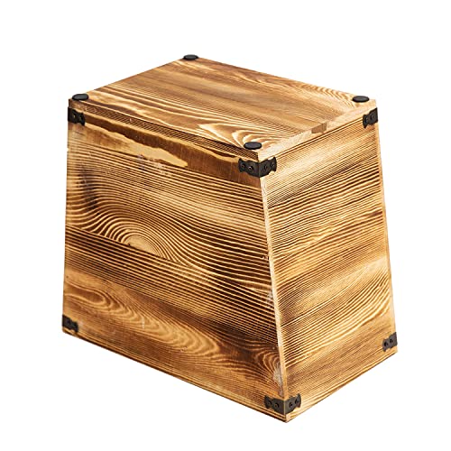 Vergoodr VR-TRCAN-S-2001 Grey Farmhouse Style Torched Wood Trash Can Waste Bin thumb #2