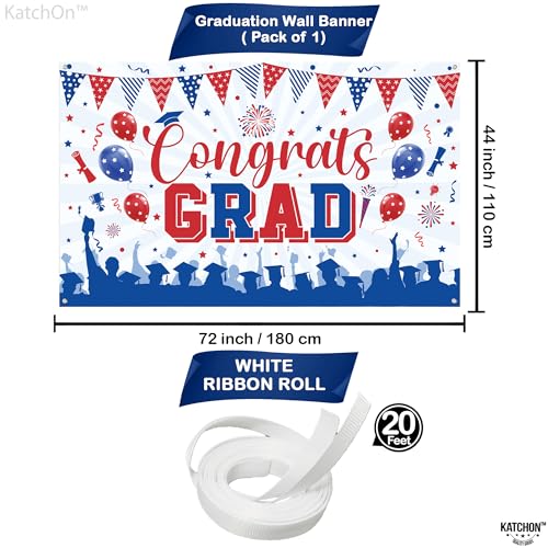 Image of KatchOn, Red and Blue Congratulations Banner, XtraLarge, 72x44 Inch, Graduation Backdrop for Graduation Decorations 2026, Congrats Grad Banner, Graduation Banner Class of 2026 Decor