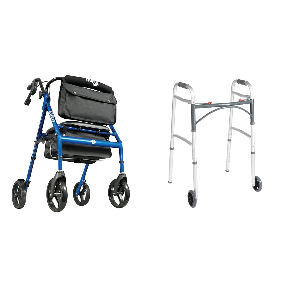 Drive Medical Hugo Elite Rollator Walker With Seat, Backrest and