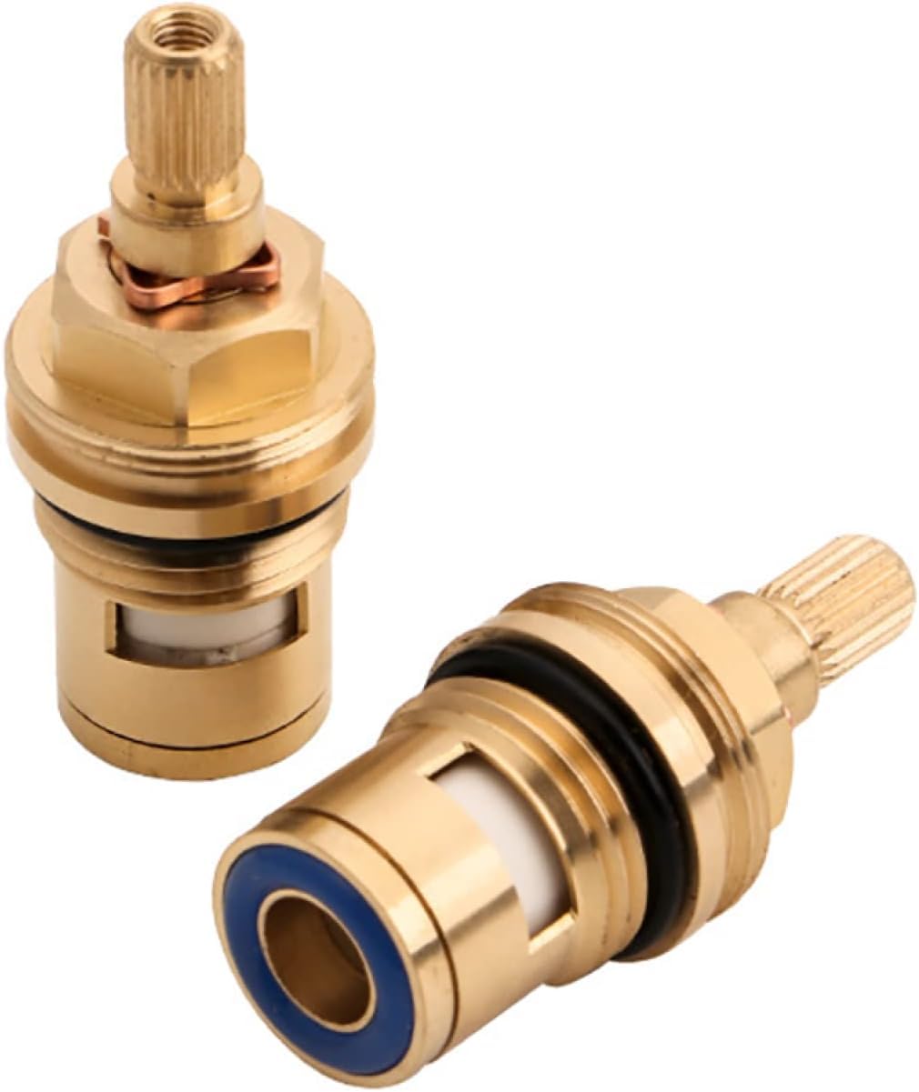 Ykmyxz Rood Tap Cartridge， Replacement Cold And Hot Water Brass Ceramic Disc Insert Gland Cartridges Mixer Quarter Turn 20 Spline G 1/2"(Rood)