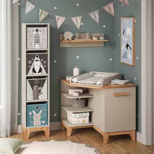 VitaliSpa Table à Langer Malia, Cachemire/Artisan, 85x85.2cm avec Porte, Plan à Langer Amovible pour Une Utilisation comme Commode d’Angle