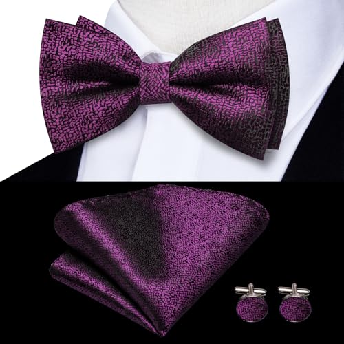 Image of Dubulle Suspender and Bow Tie for Men Paisley Solid Mens Suit Braces Pretied Bowtie and Handkerchief Cufflinks Formal Wedding
