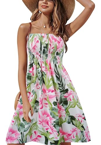 Image of Zyyfly Strapless Dress for Women Summer Beach Boho Smocked Tube Top Dress