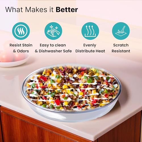 Image of The Better Home Zeno Oval (2.4 L) Borosilicate Glass Baking Tray For Microwave Oven | Baking Dish | Baking Pan | Bake & Serve Dish | Bakeware | Glass Bowl For Microwave | Dishwasher Safe (Iridescent)