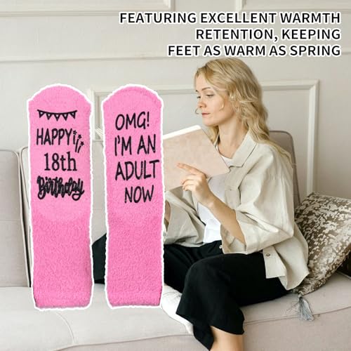 Fluffy Socks 18th Year Happy Birthday Gifts for Girls Cupcake Packaged Warm Bed Socks for Kids Cupcake-Packaged Sock,for Daughter Granddaughter Sister Boys Christmas Presents Grandaughter Daughters - Image 4