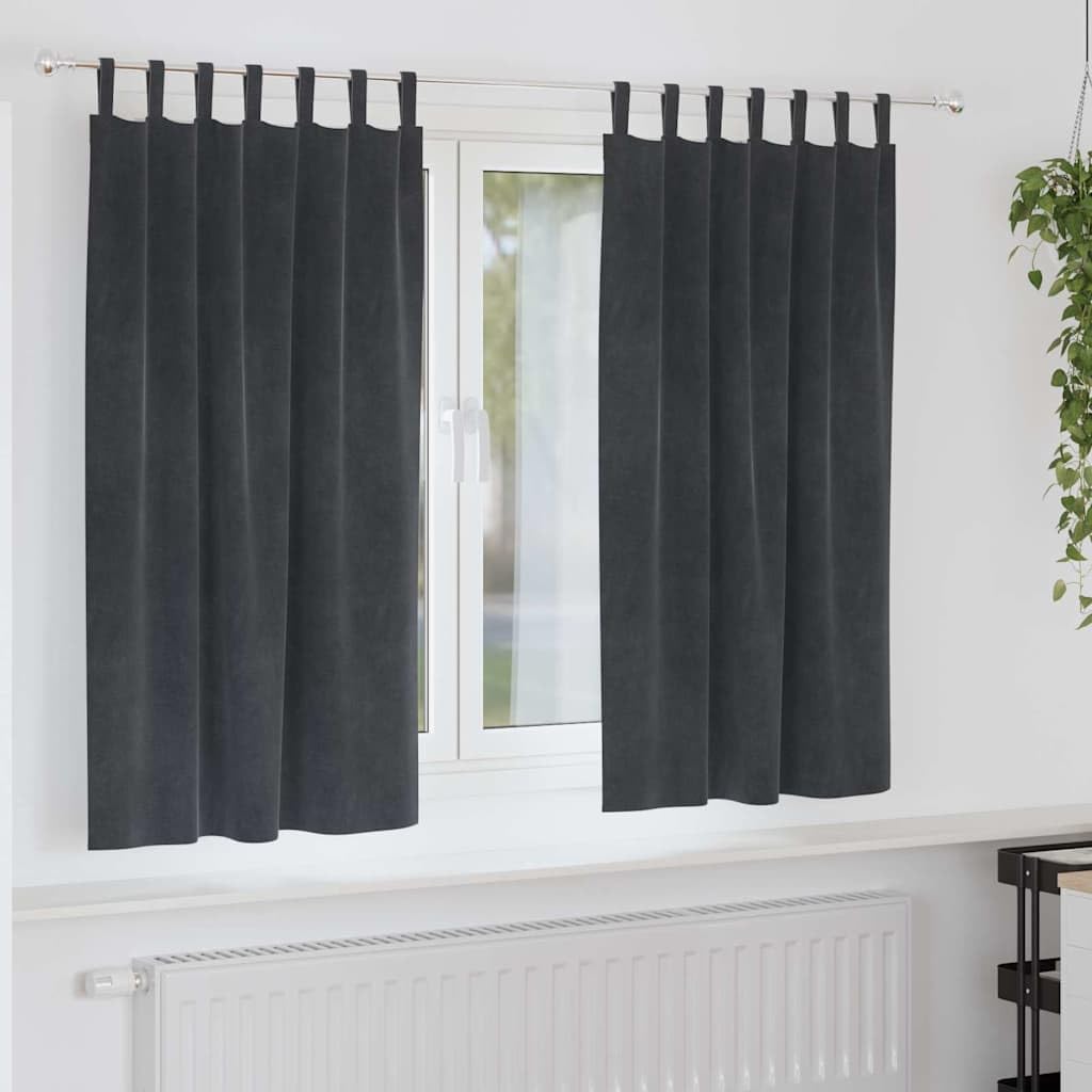 Cortinas opacas de terciopelo gris claro, 2 unidades, 140 x 175 cm, cortinas con trabillas de tela para sala de estar, dormitorio, prácticas cortinas para tranquilidad y privacidad