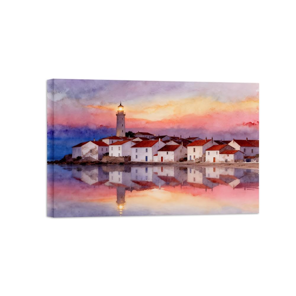 OZPWBVY House Clouds Landscape Canvas Prints Ready to Hang 70x105cm Wrapped Canvas