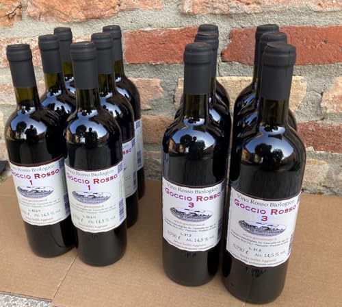 Offerta 12 bottiglie miste Goccio Rosso - Vino rosso bio senza solfiti aggiunti - non filtrato - vegano - 0,75 l - dal produttore al consumatore