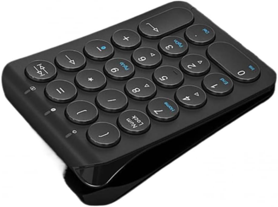 Wireless Number Pad Rechargeable Numeric Keypad Round Keycaps Numpad Number Keyboard Compatible With Laptop(Black)