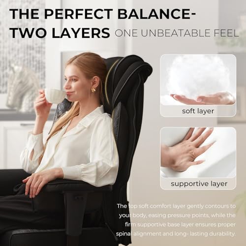 Image of Dowinx Big and Tall Office Chair with Massage Lumbar Support,Executive Office Chair with Wide Thick Seat Cushion and Adjustable Armrest,Mesh Computer Gaming Chairs with Footrest,Black