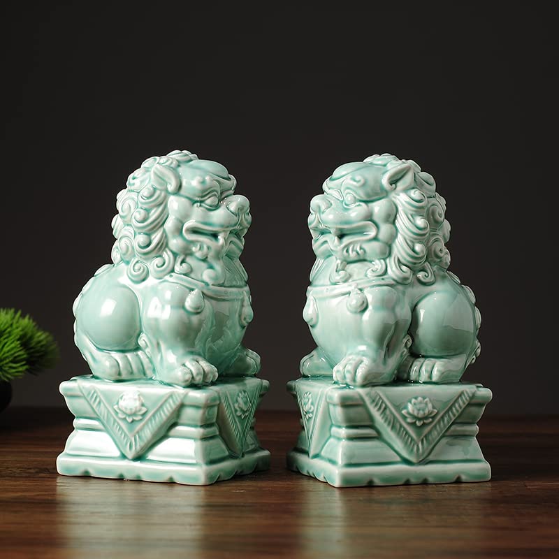 獅子置物 狛犬 一対木製彫刻 魔除け 風水 縁起神社 寺社 家庭用 風水グッズ