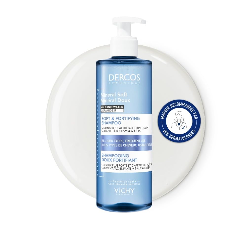 Vichy, Dercos, Minéral Doux, Shampooing Doux Fortifiant, Tous Types de Cheveux, 400ml