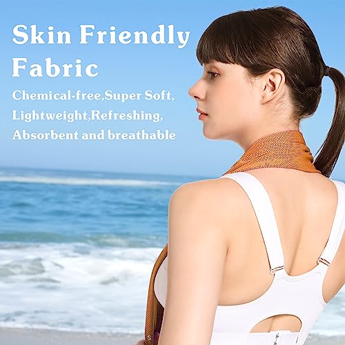 Sukeen Cooling Towel(40"X12") Microfiber Cool Towel,Soft Breathable Chilly Towel For Yoga, Golf, Gym, Camping, Running, Workout & More Activities (Blue/Orange/Grey/Palegreen) #TOP4