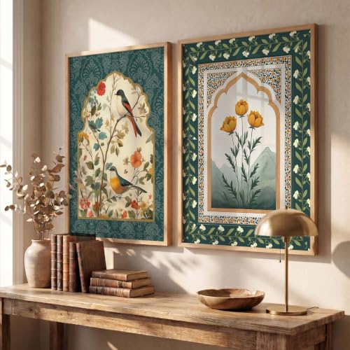 Image of Kotart Indian Art Traditional Floral Paintings for Living Room | Painting for Wall Decoration| Framed Wall Painting for Home Room Bedroom Office Wall Decor| Wall Poster With frames (Art 5, (10x13 inch), Framed)