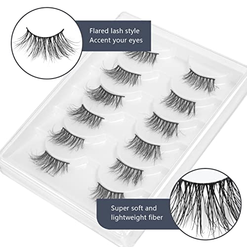 Frihappy Half Lashes Mink False Eyelashes Natural Lashes 6 Pairs Accent Fake Lashes Wispy Light Volume Reusable Lashes Pack 2P #TOP5