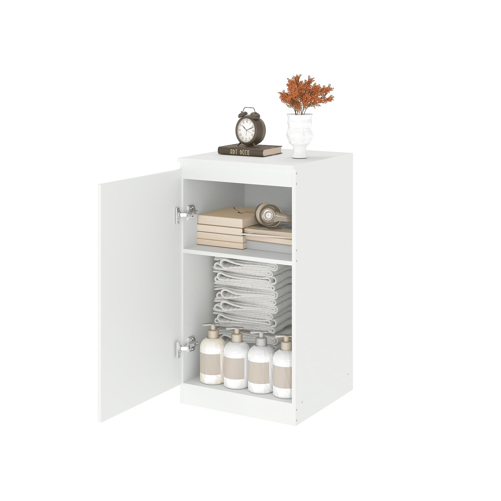 Cassettiera, Mobile di Ripostiglio con 1 Anta, Larghezza 40 cm, Per Soggiorni, Camere da Letto, Camere dei Bambini e Uffici. Bianco, 40 cm x 40 cm x 75 cm