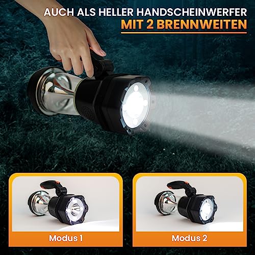 SELBST-SICHER 4in1 LED Laterne aufladbar | Notfallradio | Powerbank | Handyladegerät | SOS-Sirene | optimal bei Stromausfall, Blackout, Camping und Freizeit