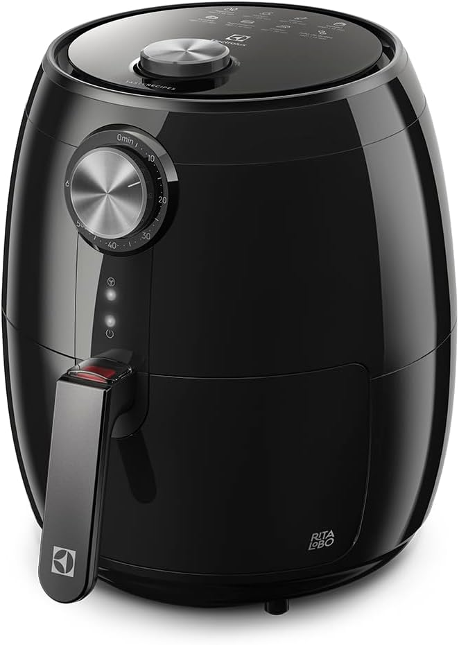 Fritadeira Elétrica sem oleo Electrolux Airfryer 3,2L 8 receitas pré-sugeridas desligamento automático cesto removivel 1400W EAF15 preta 127v