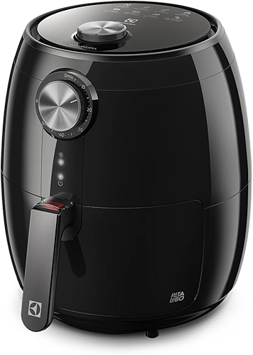 Fritadeira Elétrica sem oleo Electrolux Air fryer 4,5L 8 receitas pré-sugeridas desligamento automático cesto removivel 1400W EAF15 preta 127v