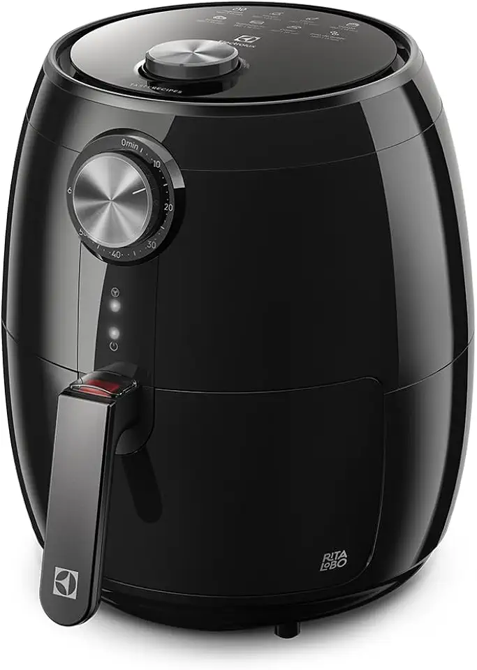 Fritadeira Elétrica sem oleo Electrolux Air fryer 4,5L 8 receitas pré-sugeridas desligamento automático cesto removivel 1400W EAF15 preta 127v