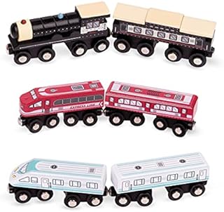 Battat  Train Toys for Kids, Toddlers, Collectors  6pc Wooden Train Set  Magnetic Toy Trains  Developmental Toy  Wooden Passenger Trains  3 Years +