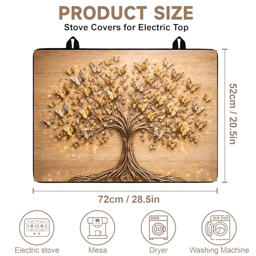 Image of Stove Burner Covers Non-Slip Electric Cooktop Protector Mat (Tree)