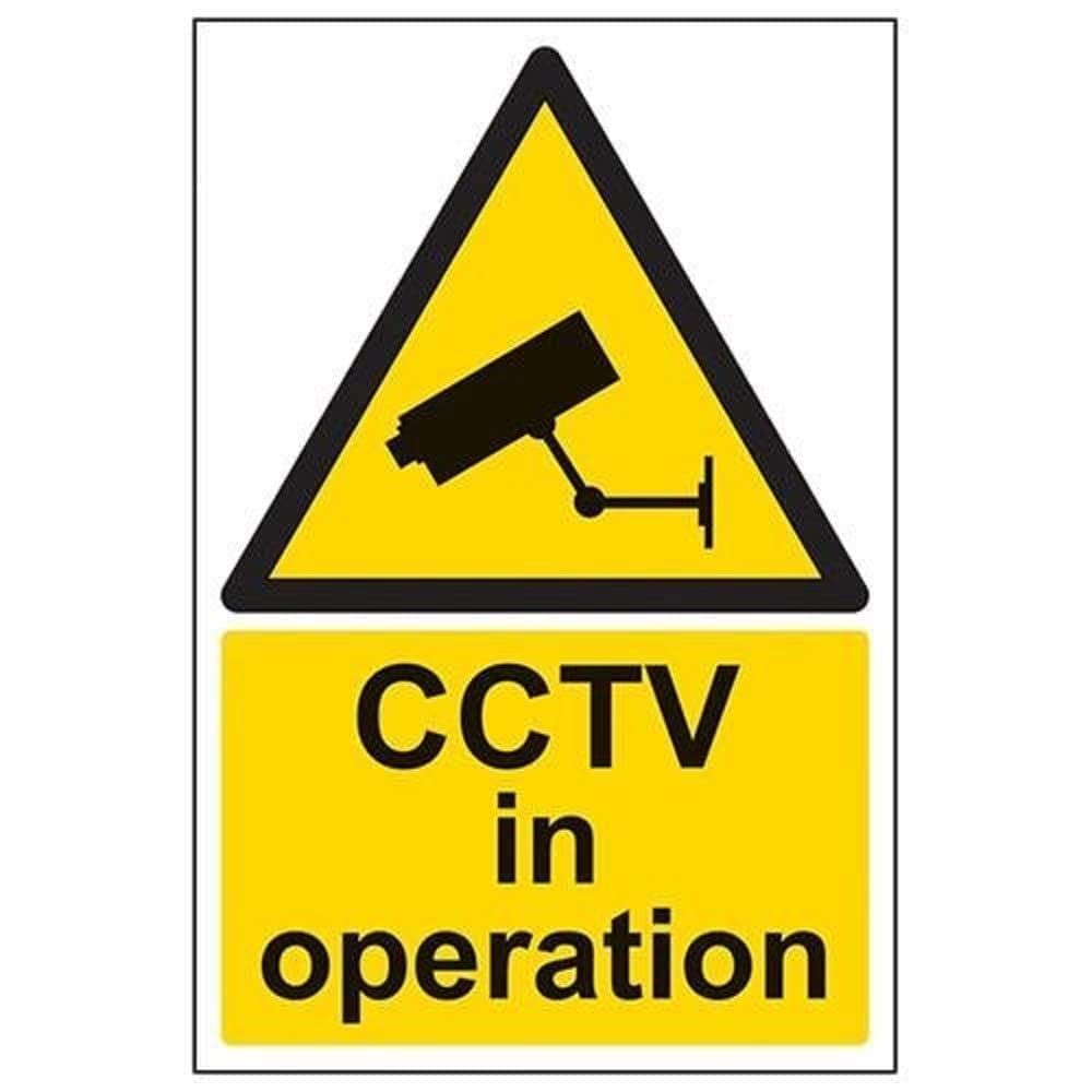 V Safety Cctv In Operation Safety Sign1mm Rigid Plastic200X300mm from B&Q