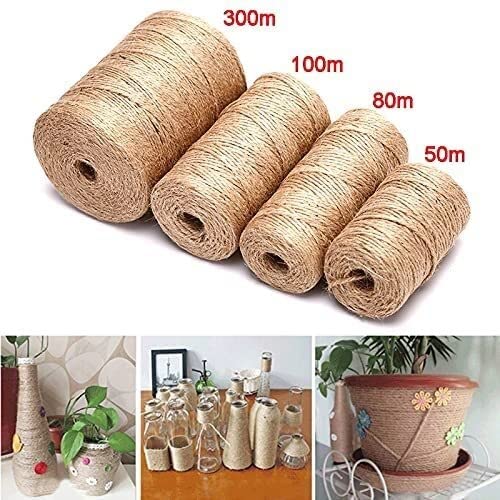 ficelle, corde, Ficelle de jute naturelle 50/80/100/300 m - Ficelle en toile de jute - Corde de chanvre - Cordon d'emballage de cadeaux de mariage - Fil for fleuristes - Décoration artisanale - Corde