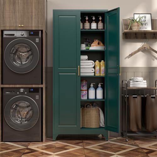 Image of SteeLoong 75 inchMetal Pantry Storage Cabinet with Doors & 4 Adjustable Shelves