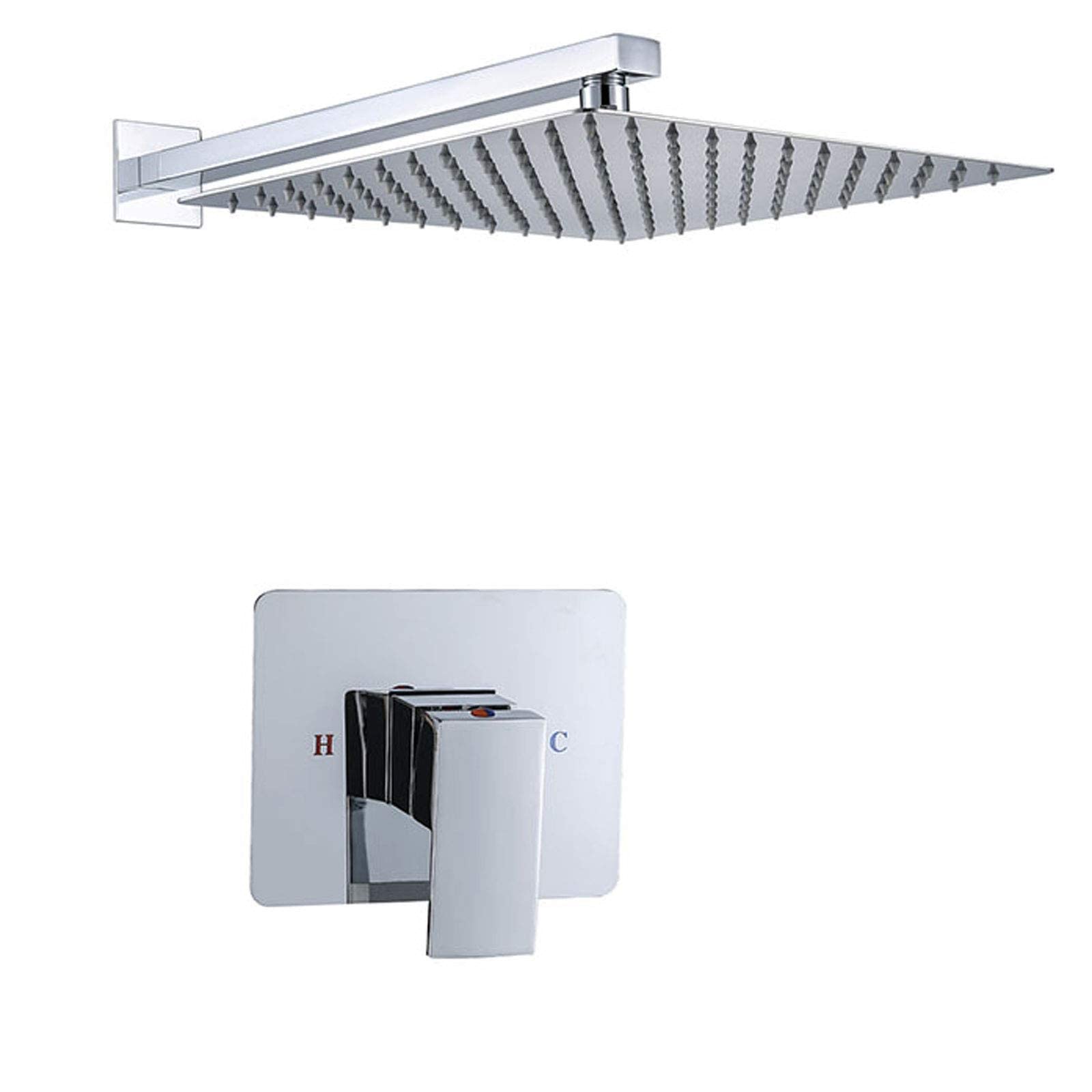 Kit de douche à effet pluie chromé en acier pour rénovation moderne de salle de bain