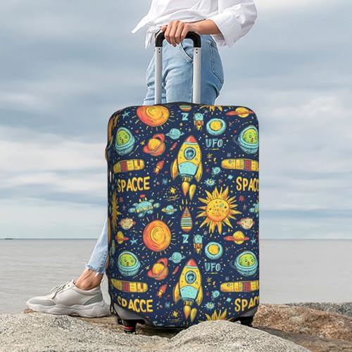 Luggage Cover - Cartoon Space Print Travel Suitcase Covers For Luggage, High Elasticity Suit Case Cover Protector Fits 18-32 Inch 7