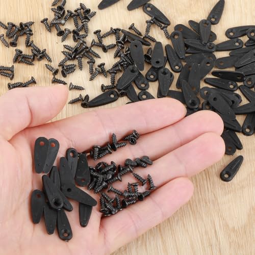 Image of Mabor 100Pcs Picture Frame Backing Clips Black Back Pictures Frame Hardware Backing Clips Metal Turn Button with Screws for Hanging Artwork Decoration