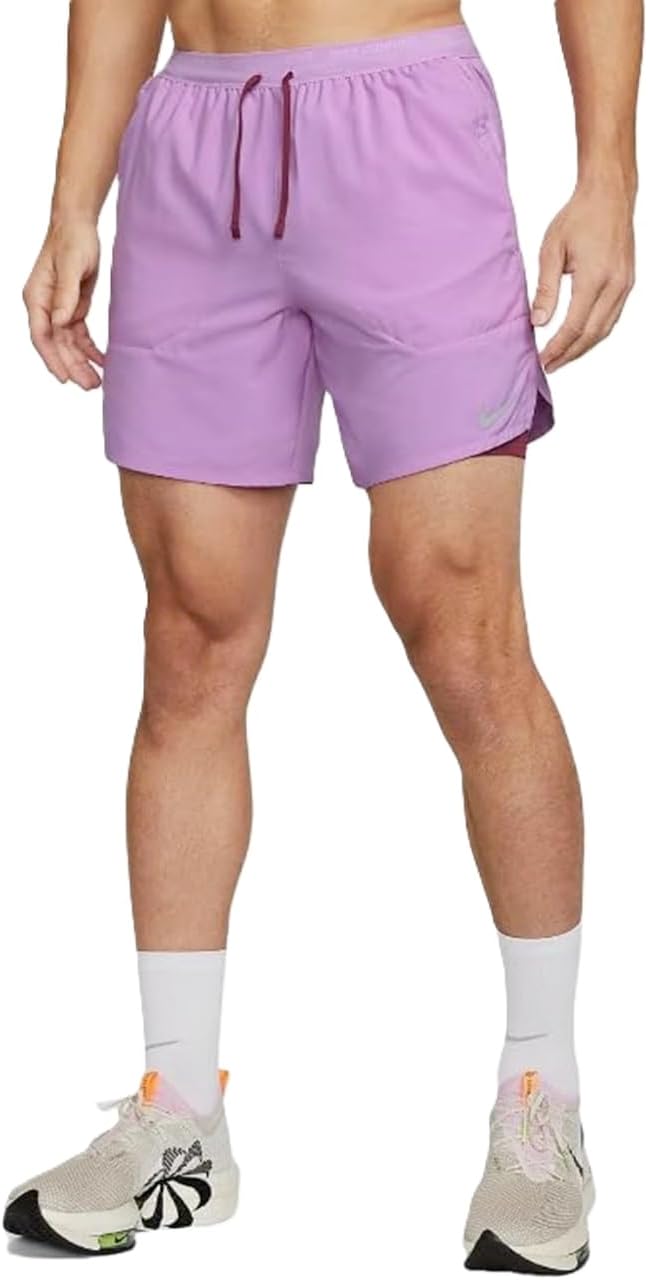 Nike Dri-FIT Stride Men's 7" 2-in-1 Running Shorts (as1, Alpha, x_l, Regular, Regular, Rush Fuchsia/Rosewood/Rosewood)