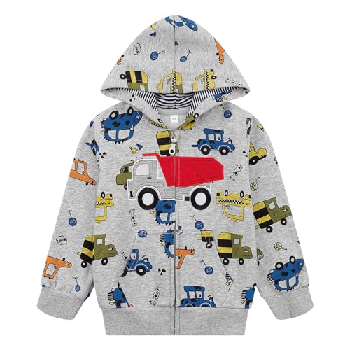 Image of Toddler Zip Up Hoodie Sweatshirt Fall Clothes Boys Jacket With Hood 2-7 Years