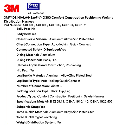 Image of 3M DBI-SALA Comfort Construction Weight Distribution Positioning Safety Harness