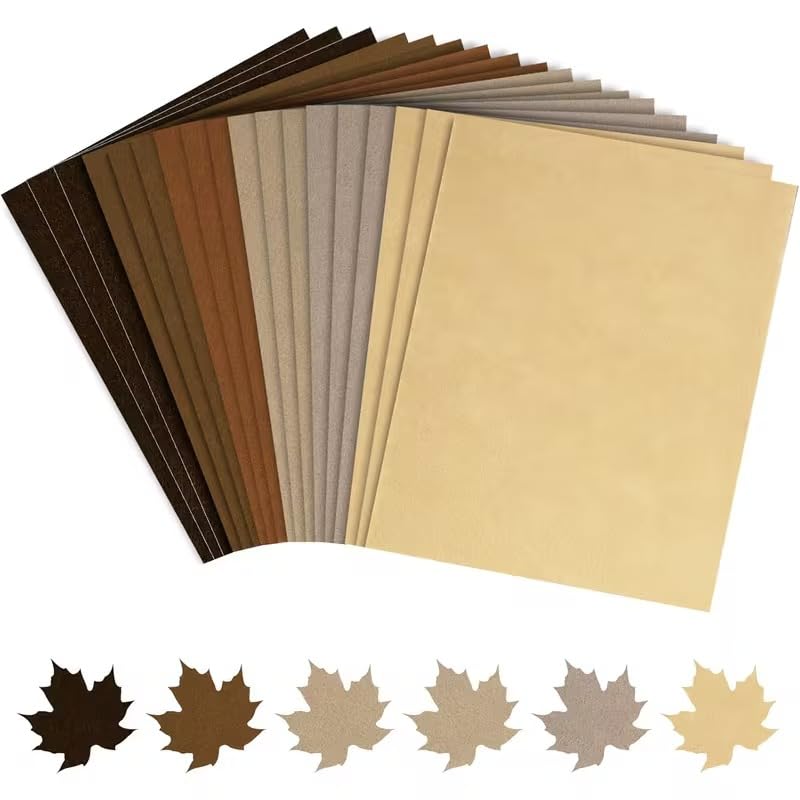 Curious Button 18 Pcs Brown Felt Sheets for Crafts, 6 Color Assorted Soft Thick Craft Felt Fabric Sheets, Applique, Felt Cutouts for Decorations, Autumn Crafts & Handmade Projects, 11.8 x 7.9 Inch-image-7