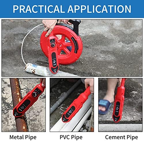 Underground Pipe Locator & Water Leak Detector - 30m Line Blockage Finder with 7 Probes for Concrete & PVC Pipes - Efficient Clogging Detection Tool