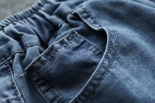 Womens Embroidery Floral Elastic Waist Denim Shorts Casual Embroidered Straight Leg Drawstring Denim Jean Shorts With Pocket #TOP5