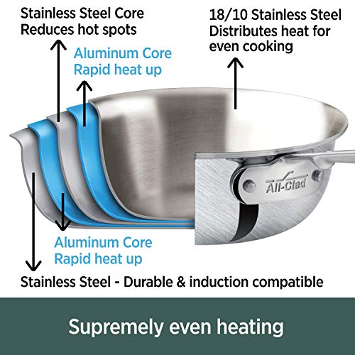 All-Clad D5 5-Ply Brushed Stainless Steel Stockpot 8 Quart Induction Oven Broiler Safe 600F Pots and Pans, Cookware Silver by All-Clad - Image 2