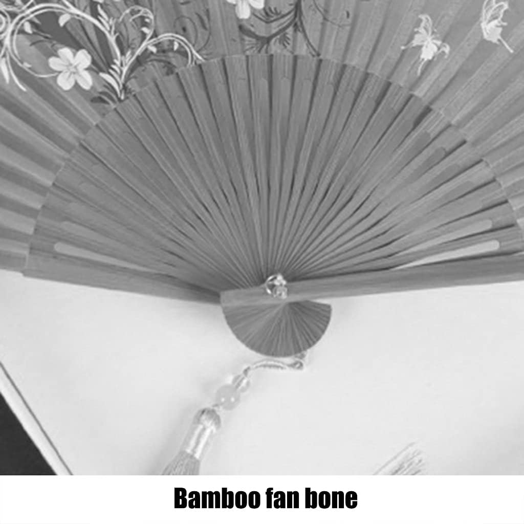 扇子 レディース おしゃれ 中華風クラシックアート花柄扇子、 レトロでエレガントなシルクタッセル扇子、 最高の贈り物 (Color