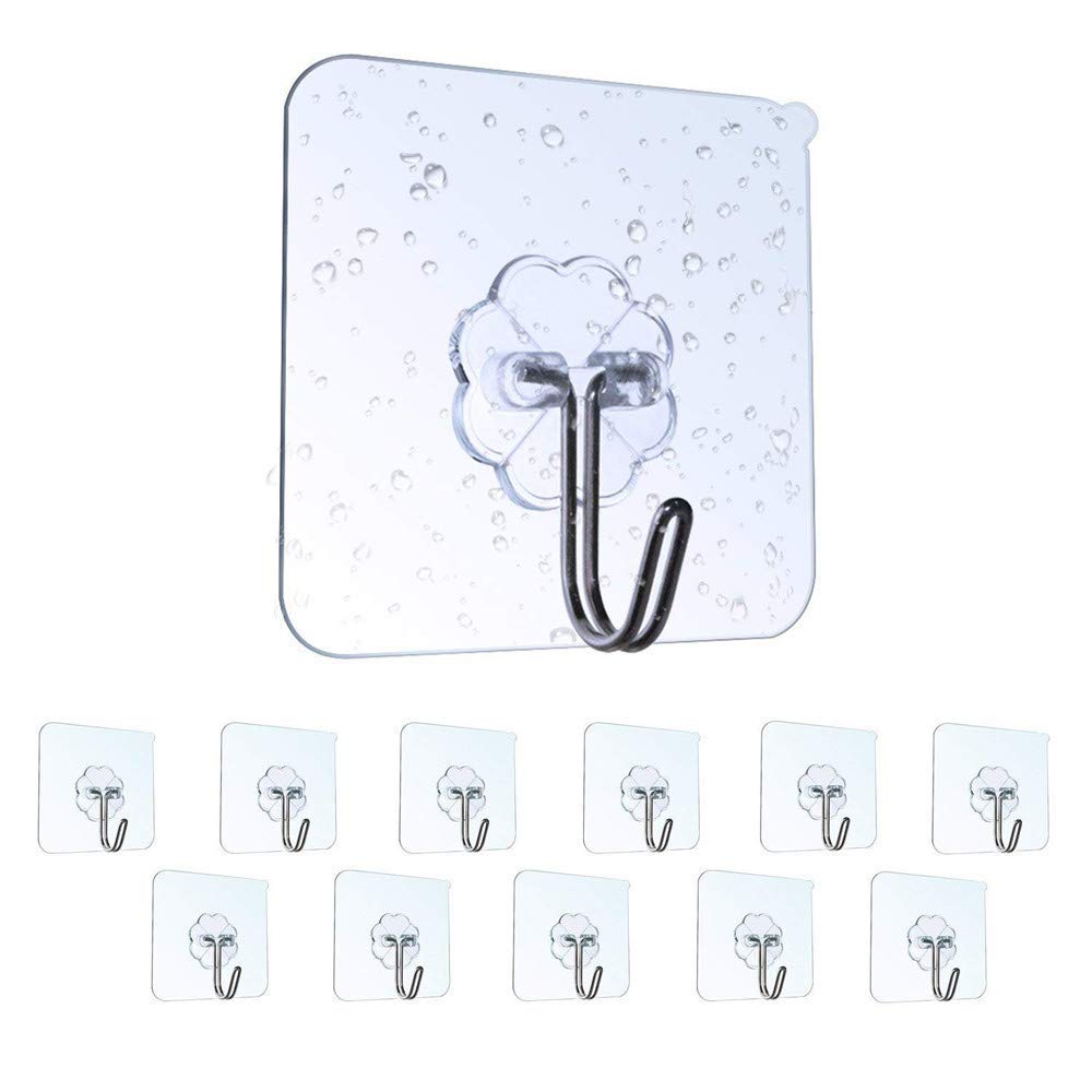 U-K 6/12Pc Transparent Strong Suction Cup Sucker Wall Hooks Hanger For Kitchen Bathroom 6 Pc Durable And Practical