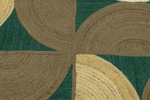 Tapis en jute multicolore vert tissé à plat résistant et durable - 8