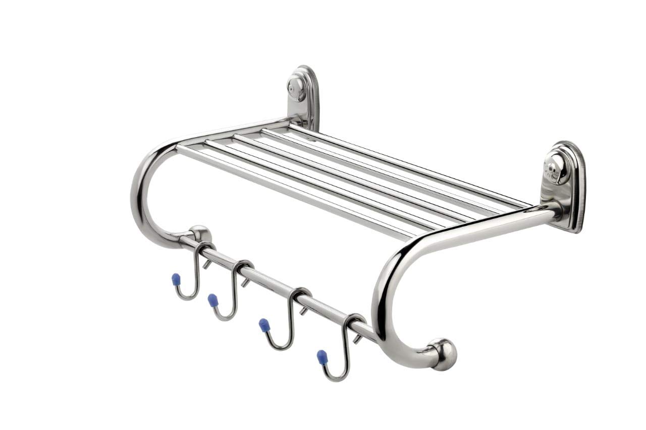SANJARI Stainless Steel Towel Rack (24 Inch) Chrome Finish Silver, Chrome Towel Holder (Stainless Steel)