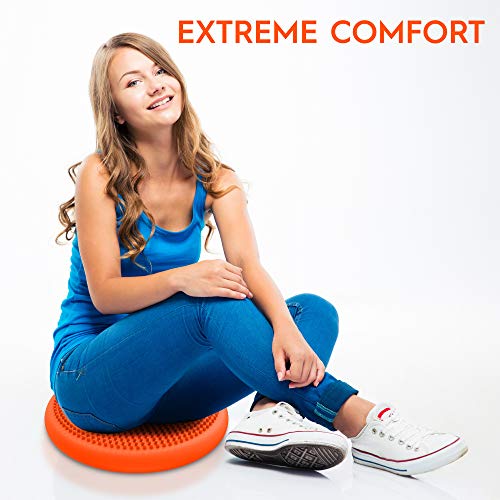 Image of Bouncyband - Wiggle Seat - Orange, 13 inch D - Large Sensory Cushion for Kids Ages 6-18+ - Promotes Active Learning, Improves Student Productivity, Includes Easy-Inflation Pump