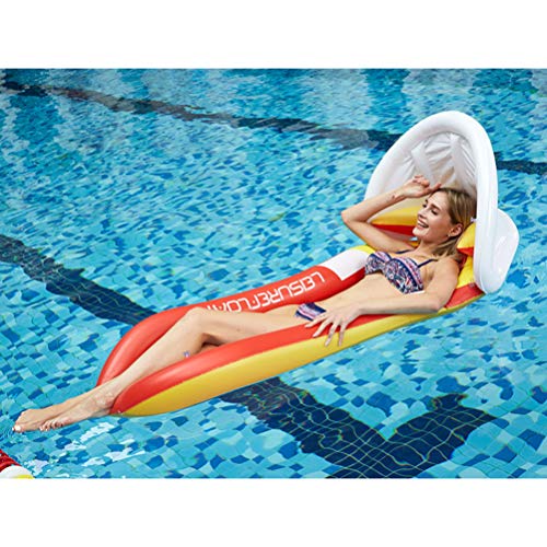 BESPORTBLE Boia de Piscina Rede Inflável Espreguiçadeira para Piscina com Cobertura para Guarda-sol