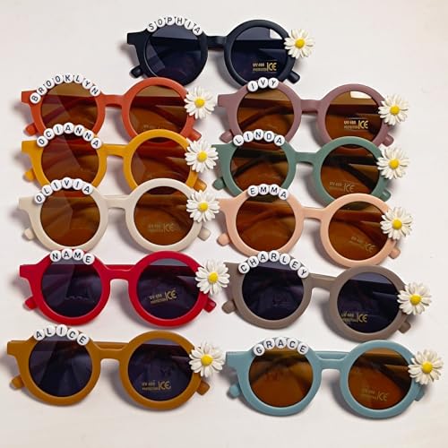 Custom Sunglasses for Kids,Personalized Name Sunglasses with Daisy for Toddler Girl Gifts4